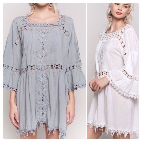 woven Tunic Dress with lace - Picture 6 of 14
